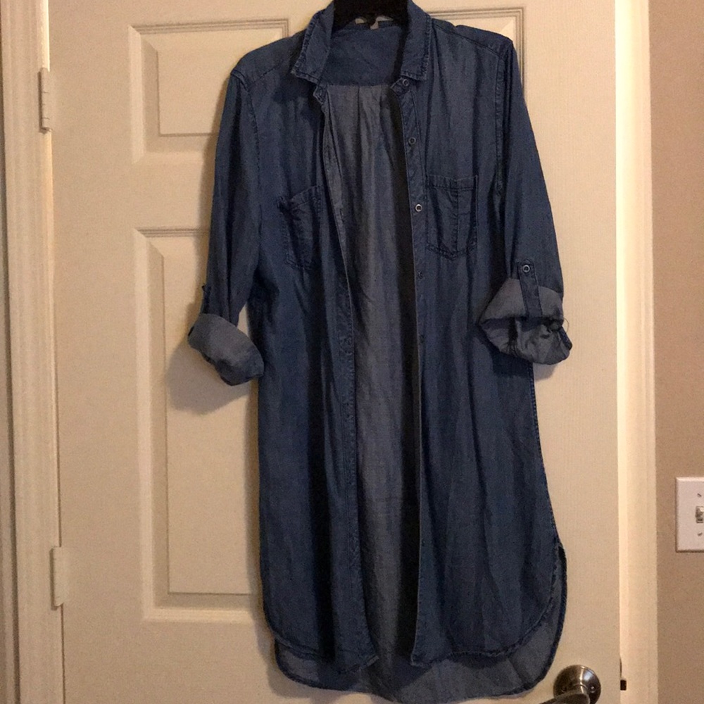 Chambray or denim dress